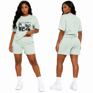 Unisex Mint Green Graphic Oversized T Shirt